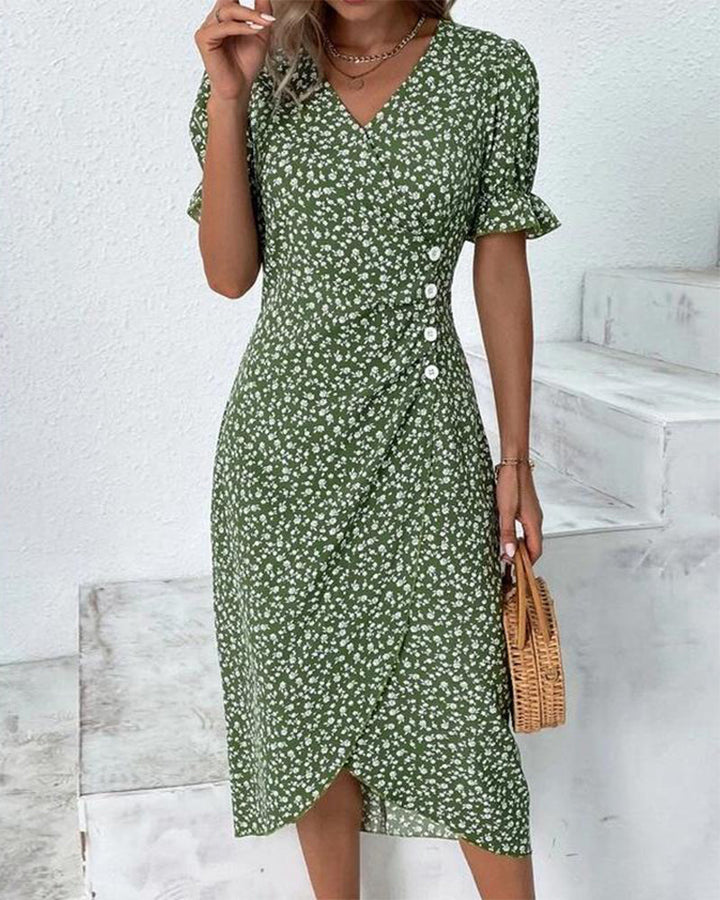 Sophie – Floral Print Short-Sleeve Dress 🌸✨