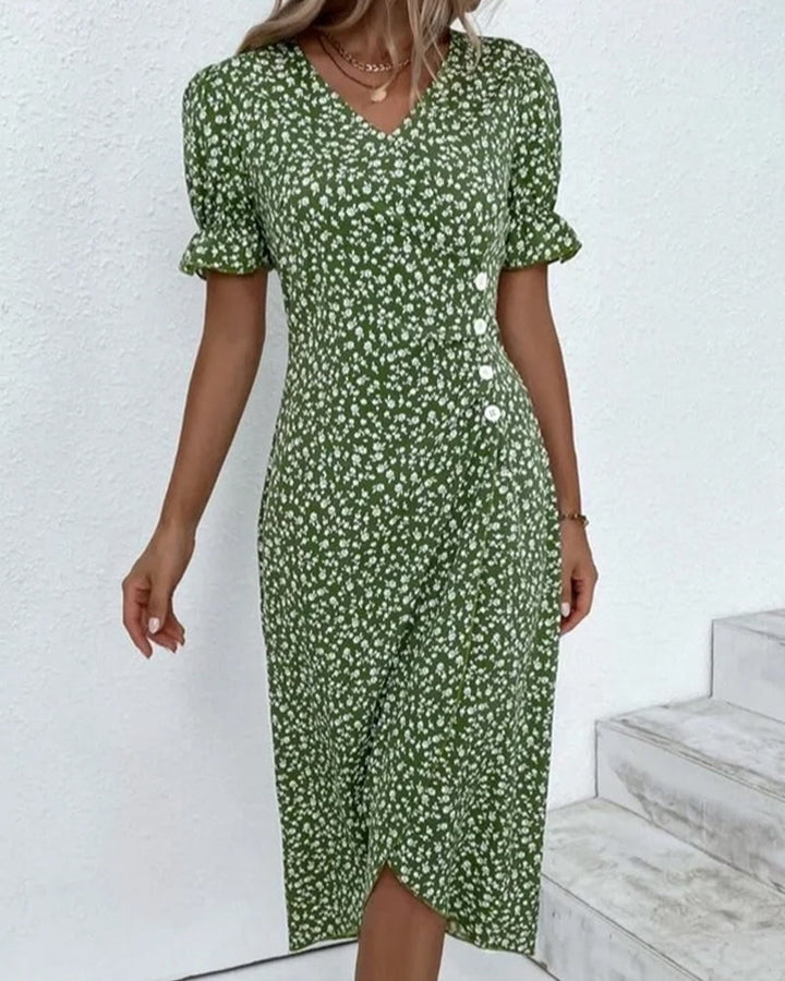 Sophie – Floral Print Short-Sleeve Dress 🌸✨