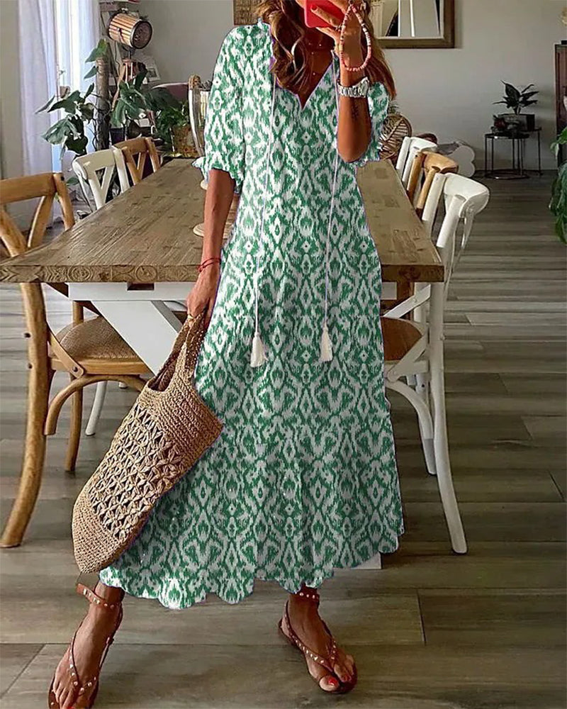 Diana -  Bohemian Style Print Maxi Dress