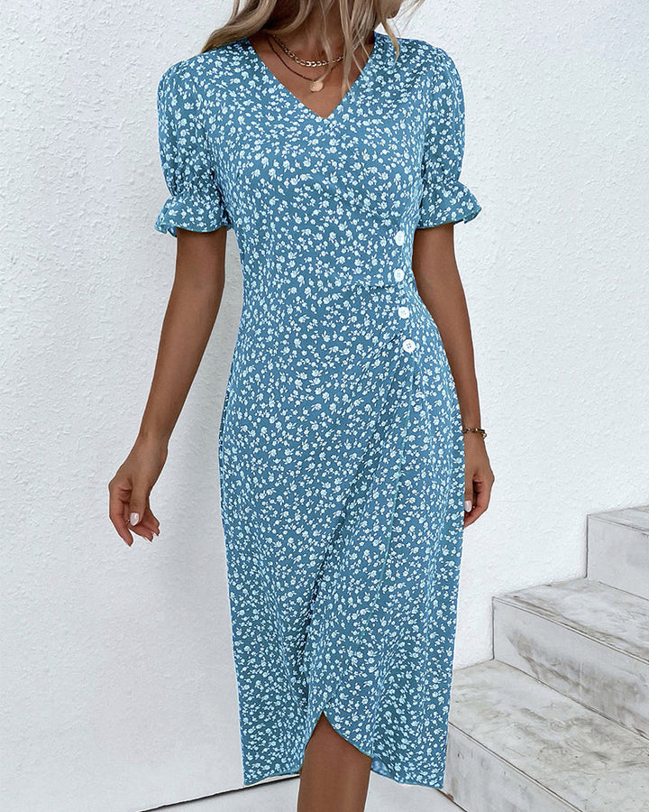 Sophie – Floral Print Short-Sleeve Dress 🌸✨