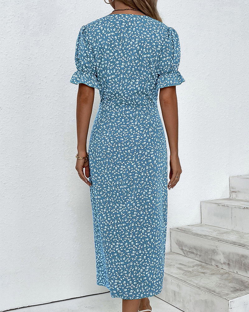 Sophie – Floral Print Short-Sleeve Dress 🌸✨