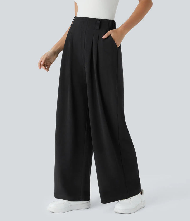 Elise – Tailored Waffle Pants with Side Pockets