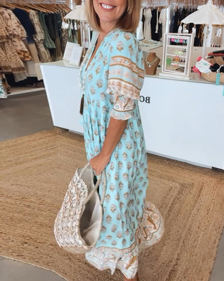 Modena - V-Neck Casual Printed Dress