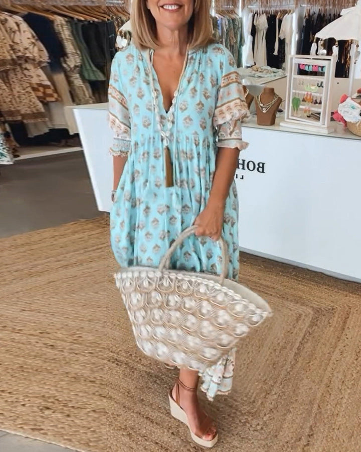 Modena - V-Neck Casual Printed Dress