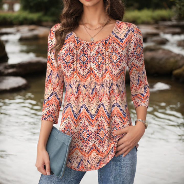Abstract Print Vintage Blouse