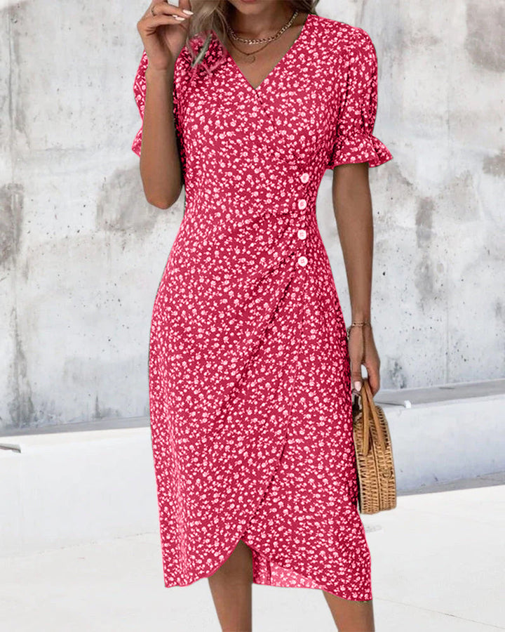 Sophie – Floral Print Short-Sleeve Dress 🌸✨