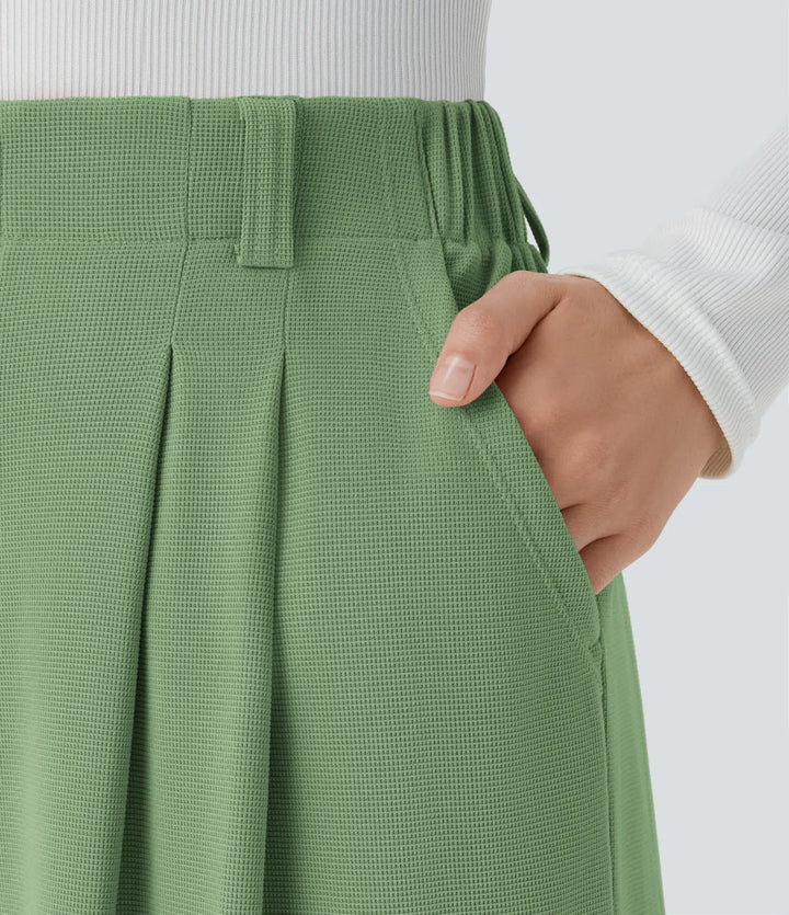 Elise – Tailored Waffle Pants with Side Pockets