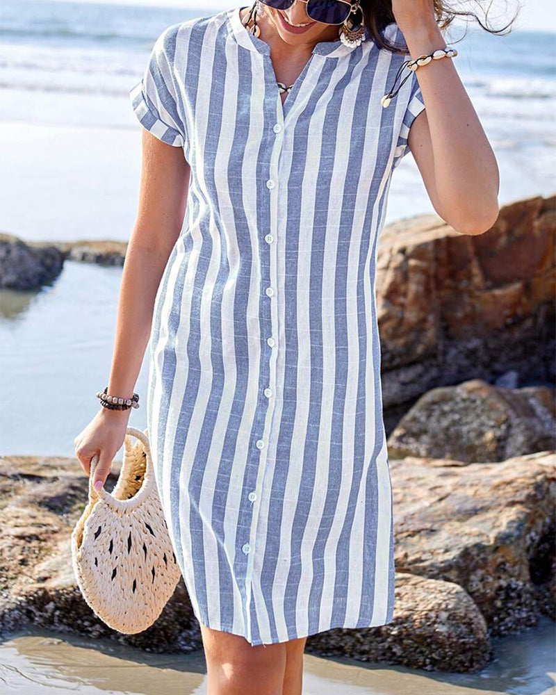 Jamy® | Chic Striped Shirt Dress