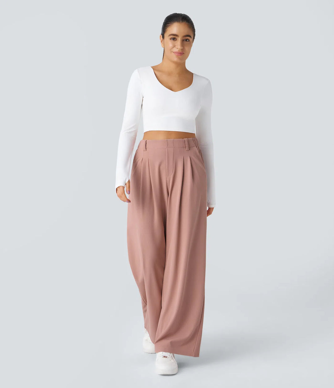 Elise – Tailored Waffle Pants with Side Pockets