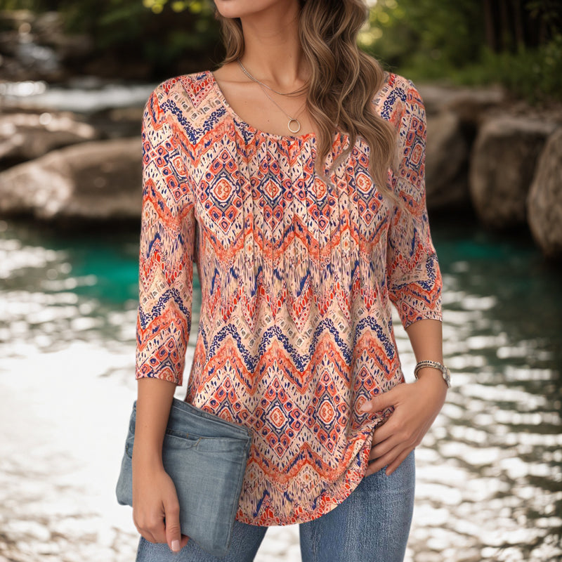 Abstract Print Vintage Blouse