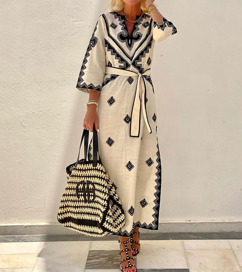 Matilda® | Classic V-Neck Half Sleeve Dress