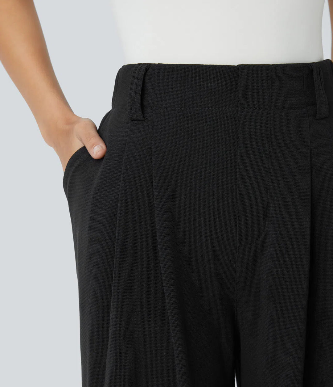 Elise – Tailored Waffle Pants with Side Pockets