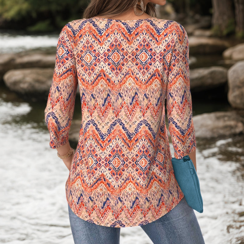 Abstract Print Vintage Blouse