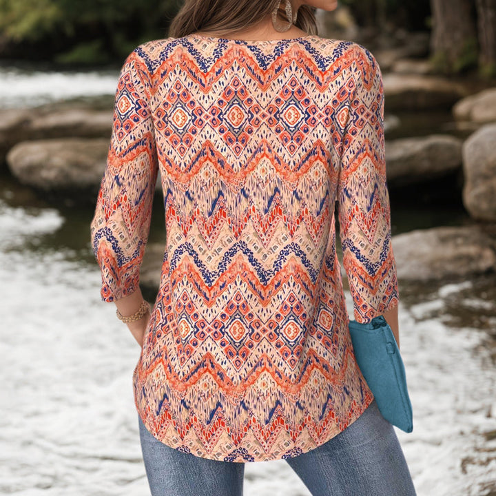 Abstract Print Vintage Blouse