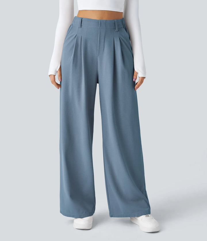 Elise – Tailored Waffle Pants with Side Pockets