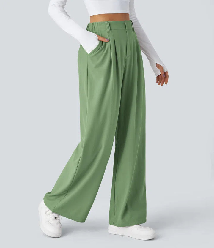 Elise – Tailored Waffle Pants with Side Pockets