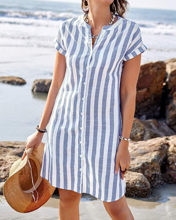 Jamy® | Chic Striped Shirt Dress