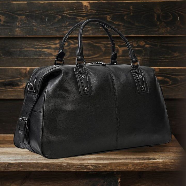 Lawrence - Black Leather Travel Bag