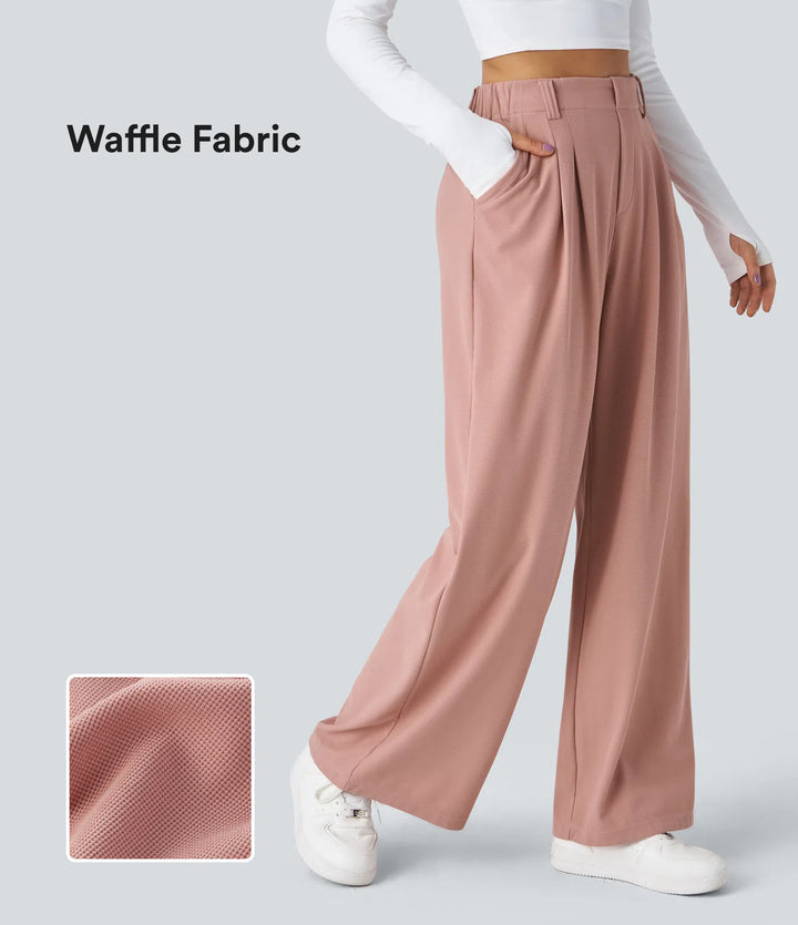 Elise – Tailored Waffle Pants with Side Pockets