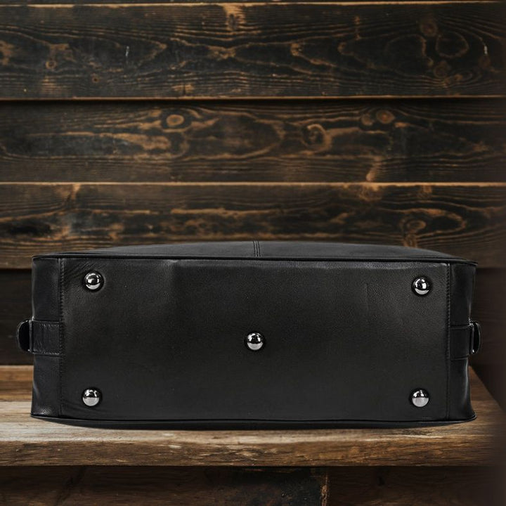 Lawrence - Black Leather Travel Bag