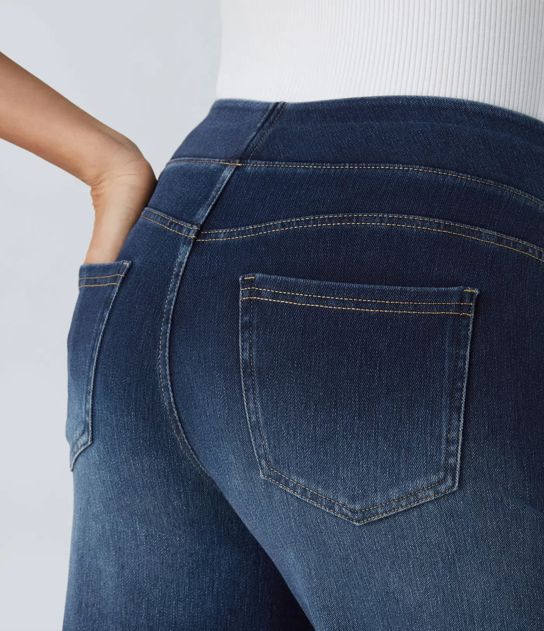 Willow – High Waisted Baggy Wide Leg Knit Jeans with Pockets