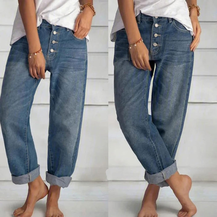 Tessa™ - High-Waisted Buttoned Jeans