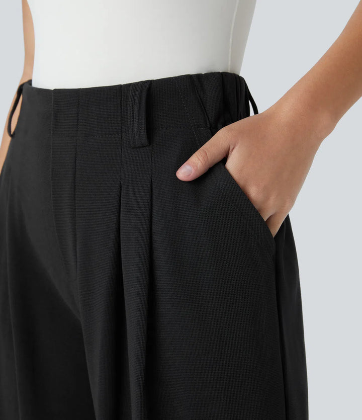 Elise – Tailored Waffle Pants with Side Pockets