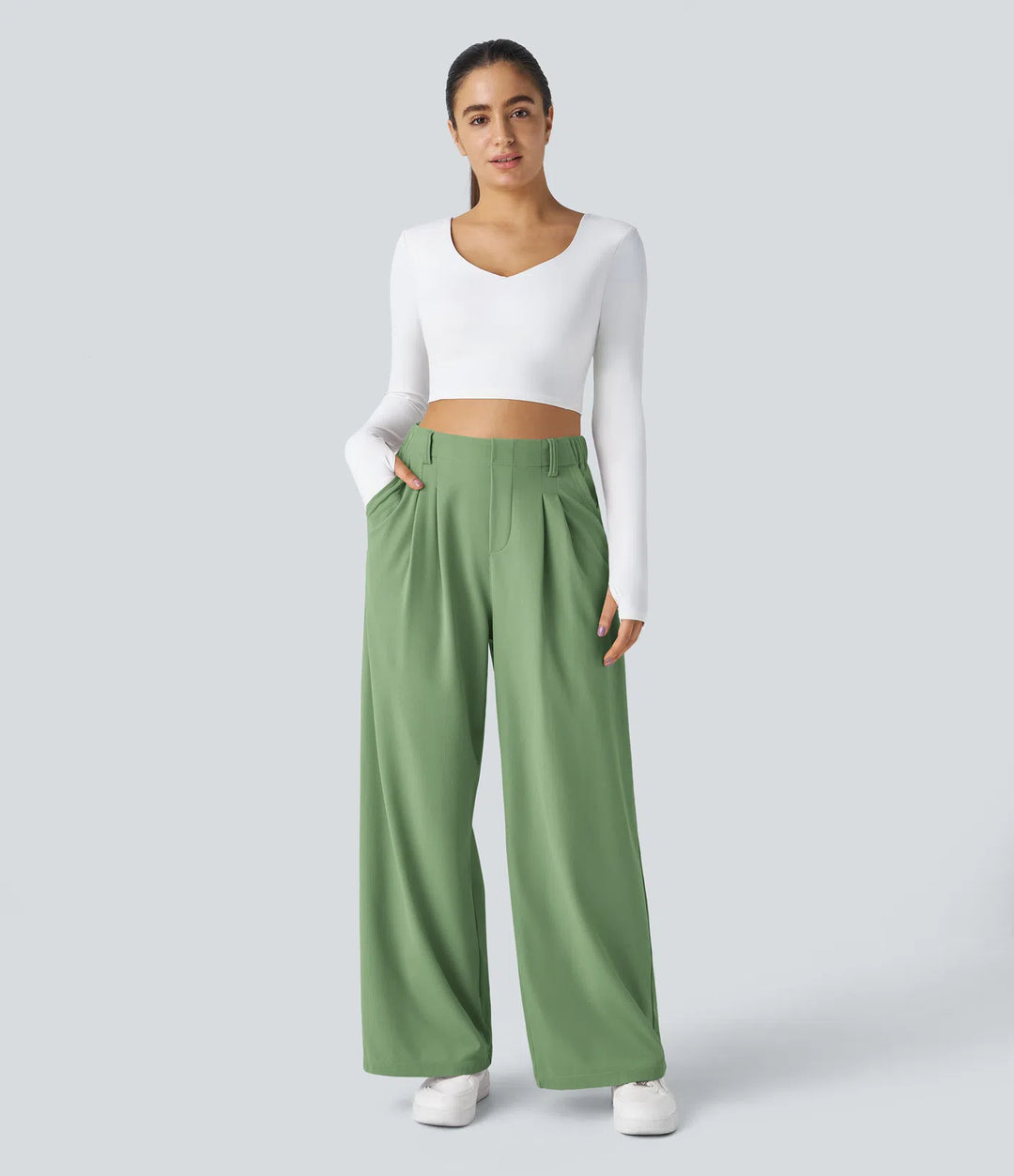 Elise – Tailored Waffle Pants with Side Pockets