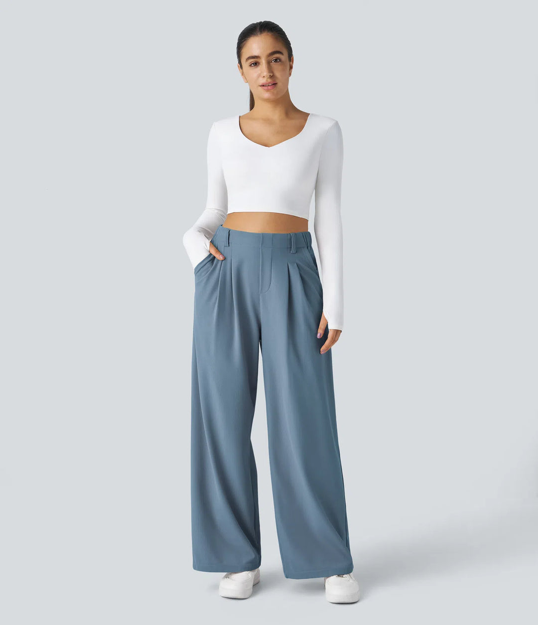 Elise – Tailored Waffle Pants with Side Pockets