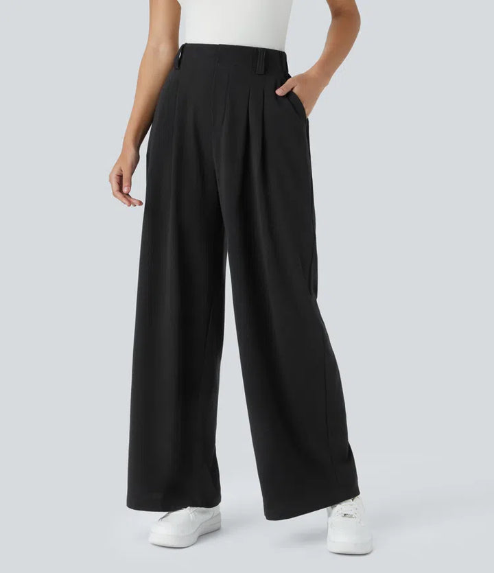 Elise – Tailored Waffle Pants with Side Pockets