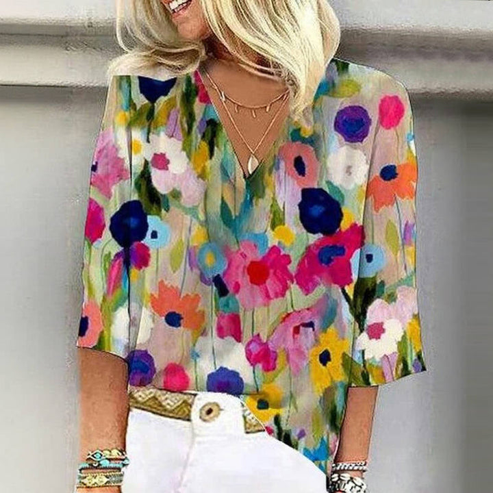 Colorful Blouse With Floral Pattern