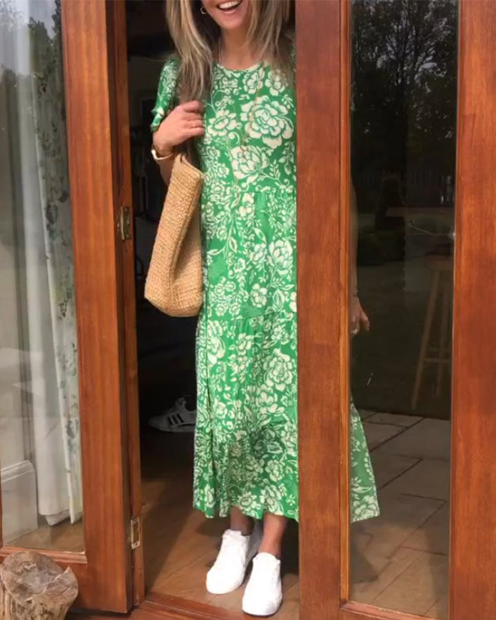 Jasmine® | Floral Print Short Sleeve Maxi Dress