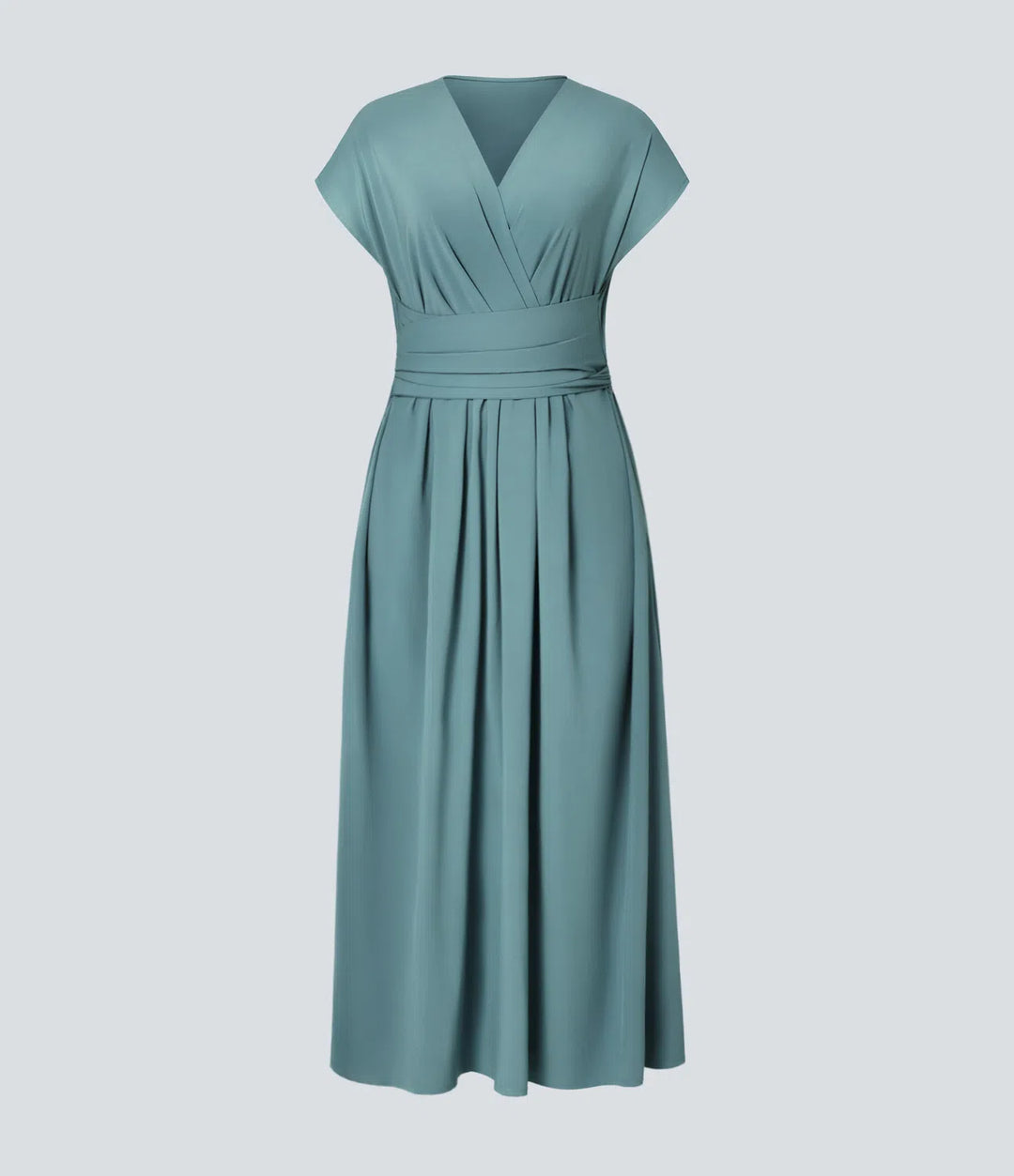 Breezeful™ V Neck Short Sleeve Side Pocket Tie Back Quick Dry Midi Casual Dress