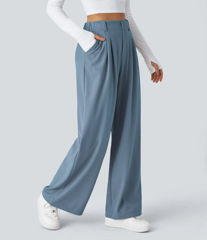 Elise – Tailored Waffle Pants with Side Pockets