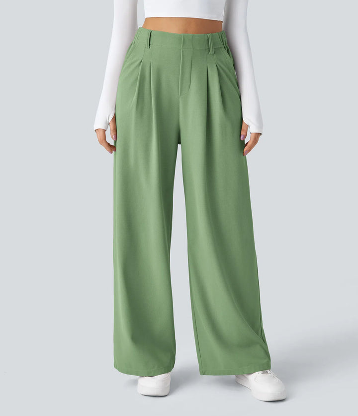 Elise – Tailored Waffle Pants with Side Pockets