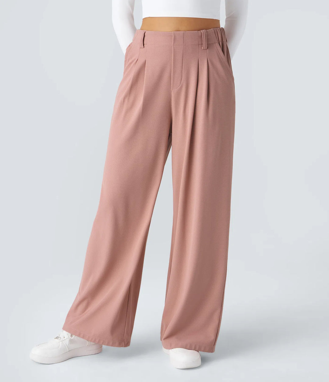Elise – Tailored Waffle Pants with Side Pockets