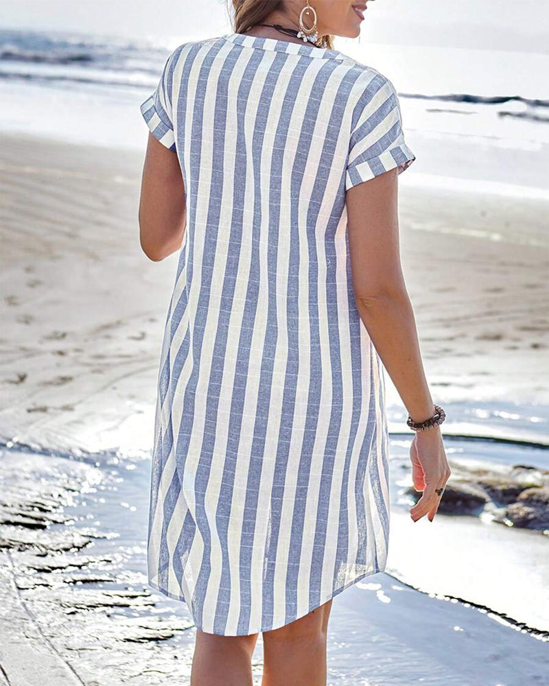 Jamy® | Chic Striped Shirt Dress