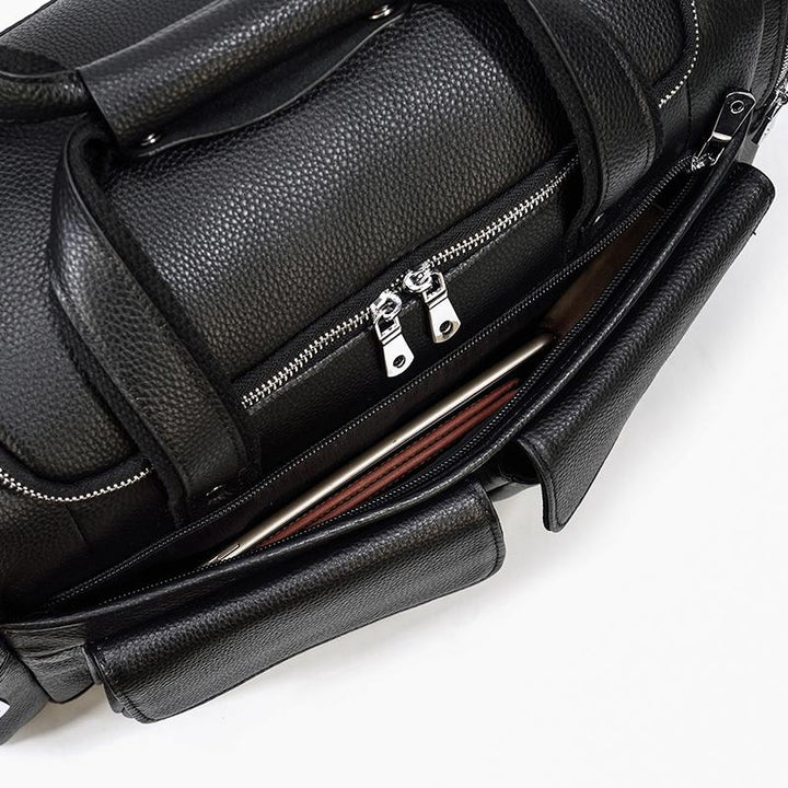 Carl - Black Leather Travel Tote