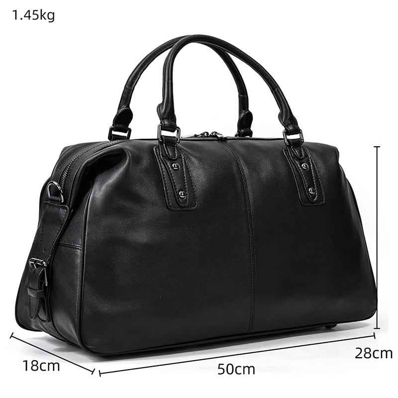 Lawrence - Black Leather Travel Bag