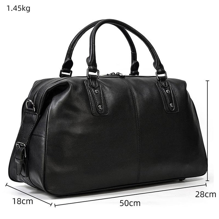 Lawrence - Black Leather Travel Bag