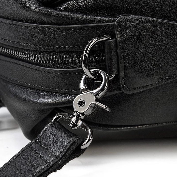 Lawrence - Black Leather Travel Bag