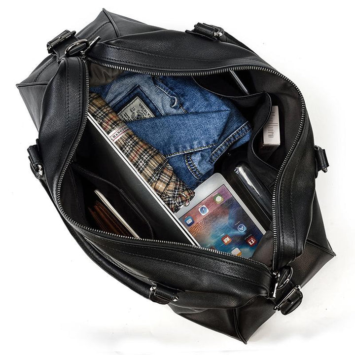 Lawrence - Black Leather Travel Bag