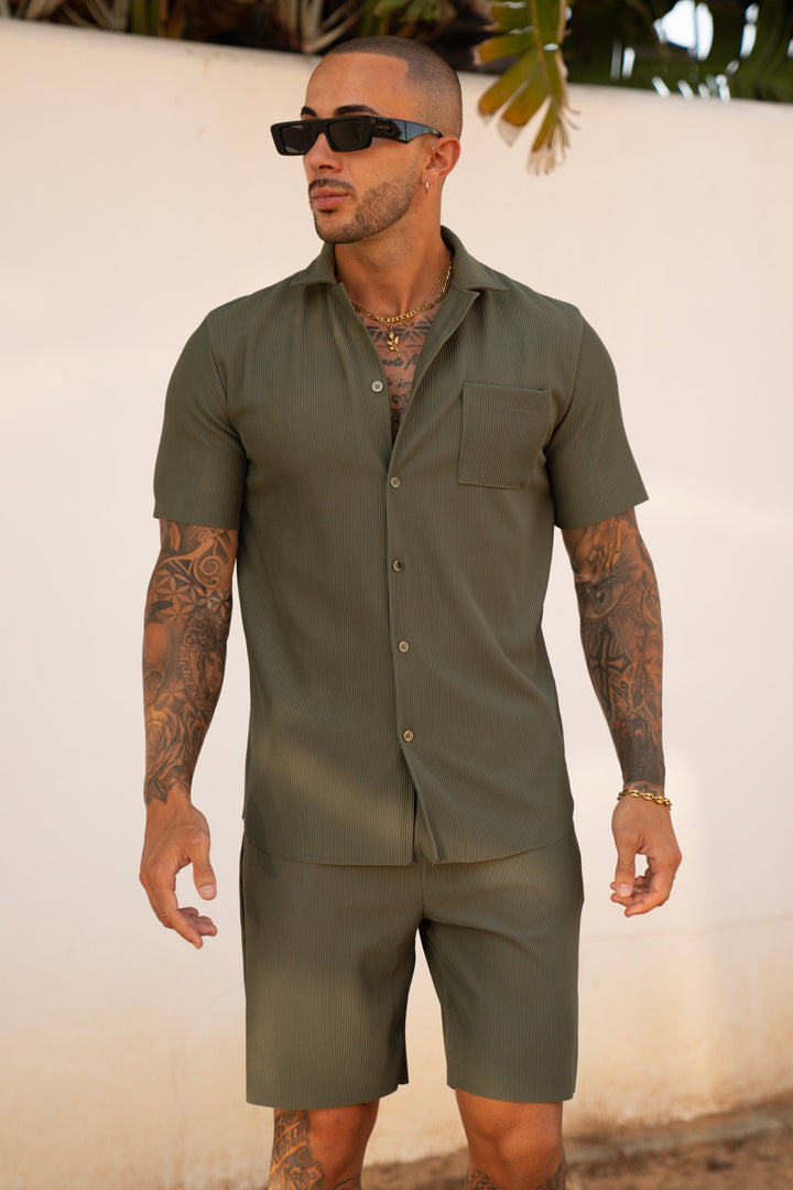 THE MYKA SET - BLOUSE + SHORT - KHAKI