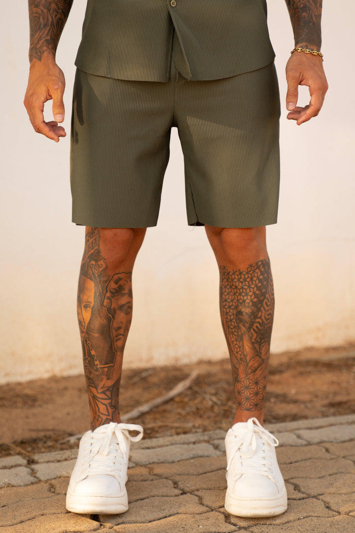 THE MYKA SET - BLOUSE + SHORT - KHAKI