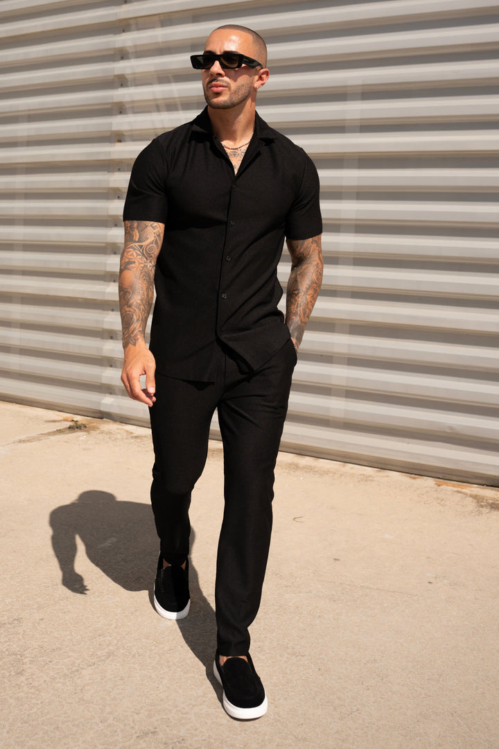 THE IBIZA SET - BLOUSE + PANTS - BLACK