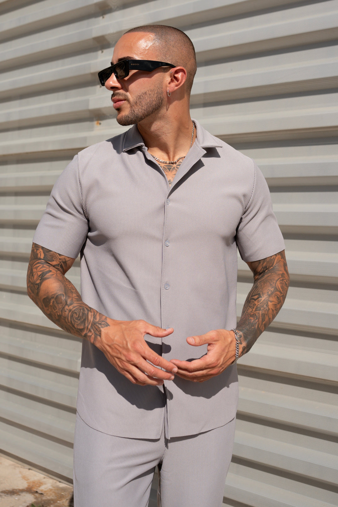 THE IBIZA SET - BLOUSE + PANTS - GRAY