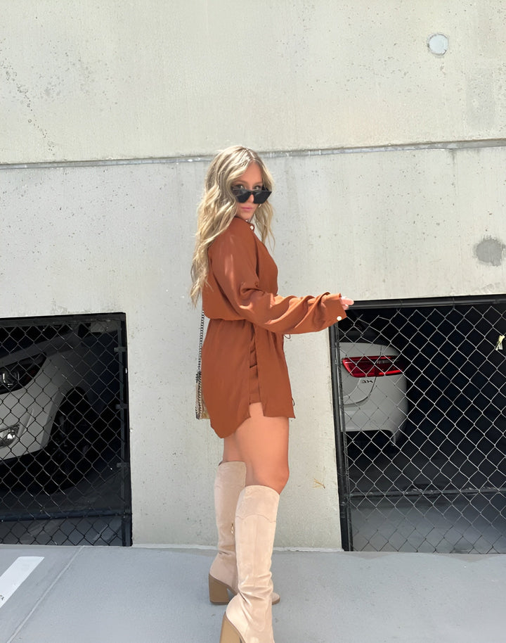 Olivia® | Chic Satin Romper Dress