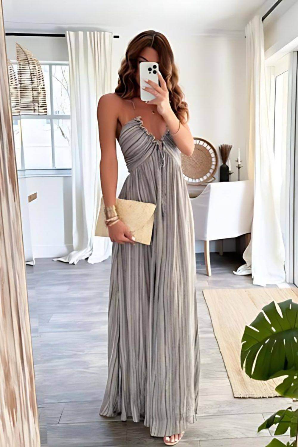 Lanie - Elegant Pleated Maxi Gown