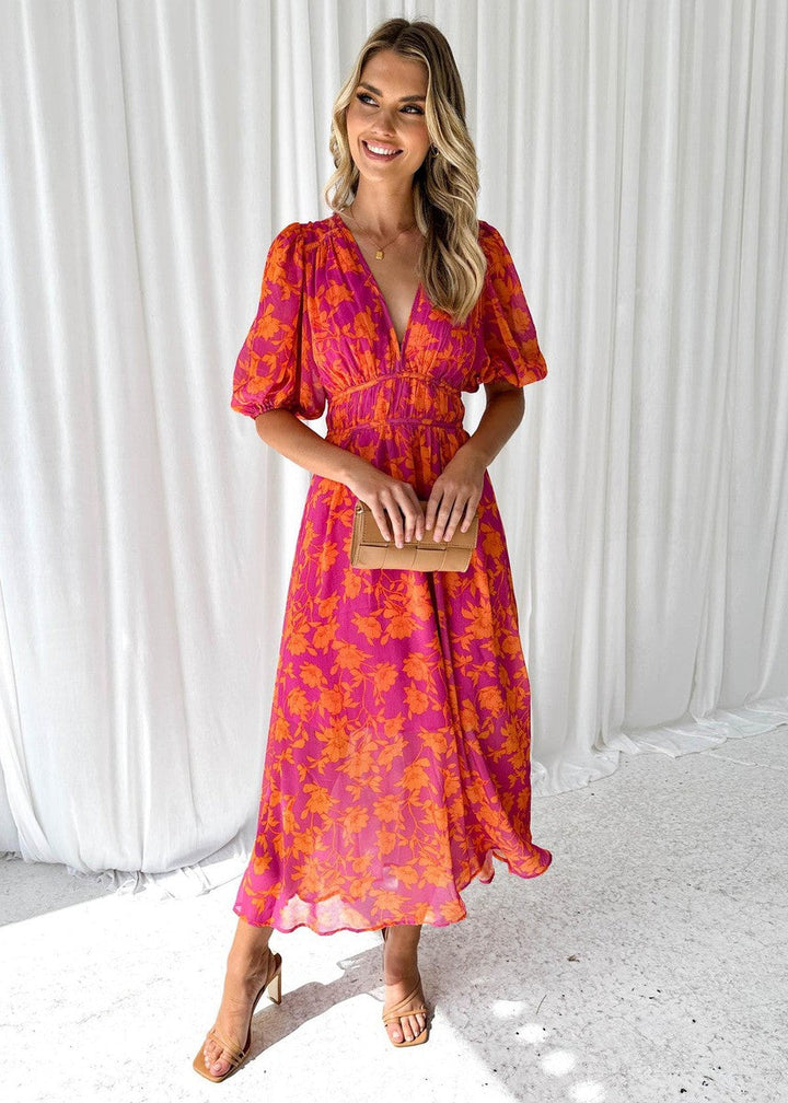 Watermelon V-Neck Maxi Dress
