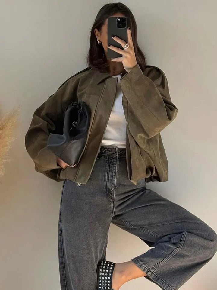 Women’s Suede Bomber Jacket